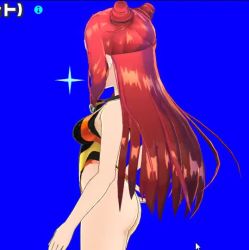 1girl 3d animated asobe_iroha ass breasts competition_swimsuit cursor drill_hair bad_tag hand_on_own_hip highleg highleg_one-piece_swimsuit jiggle long_hair magicami medium_breasts one-piece_swimsuit red_eyes red_hair sidelocks smile standing star_(symbol) swimsuit twin_drills video
