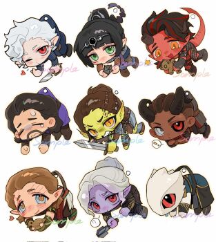 Rule 34 | 4girls, 5girls, astarion, baldur's gate, baldur's gate 3, black hair, brown hair, chibi, chibi only, colored skin, demon girl, demon horns, demon tail, dragonborn (d&amp;d), dungeons & dragons, dungeons &amp; dragons, elf, full body, gale (baldur's gate), gith (d&amp;d), green eyes, green skin, halsin, heart, highres, holding, holding sword, holding weapon, horns, karlach, lae'zel, looking at viewer, minthara, multiple girls, open mouth, orange eyes, pointy ears, red eyes, red skin, sample watermark, shadowheart (baldur's gate), short hair, simple bird, smile, sword, tail, the dark urge (baldur's gate), tiefling, watermark, weapon, white background, white eyes, white hair, wyll (baldur's gate), yellow eyes, yy20251111