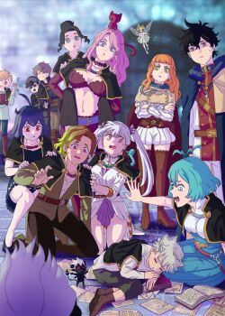 6+boys 6+girls absurdres asta_(black_clover) black_clover black_hair blonde_hair breasts charmy_pappitson cleavage collarbone earrings fairy fairy_wings finral_roulacase gauche_adlai gordon_agrippa green_eyes grey_(black_clover) grey_hair high_heels highres jewelry large_breasts long_hair luck_voltia midriff mimosa_vermillion multiple_boys multiple_girls navel noelle_silva pink_hair purple_eyes red_eyes revealing_clothes secre_swallowtail sylph_(black_clover) thighhighs twintails vanessa_enoteca wings yuno_(black_clover)