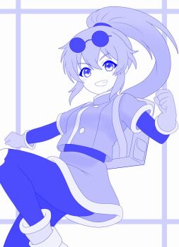 Rule 34 | 1girl, gloves, greyscale, long hair, looking at viewer, monochrome, pantyhose, ponytail, precis neumann, shira14, skirt, smile, solo, star ocean, star ocean: the second story, torn clothes, torn pantyhose