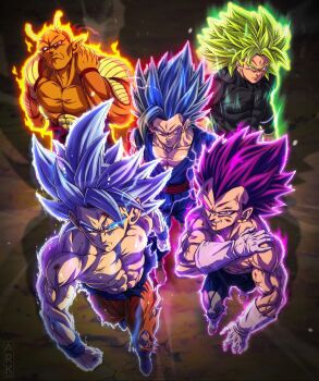 5boys broly_(dragon_ball_super) dragon_ball dragon_ball_super gohan_beast highres male_focus multiple_boys orange_piccolo piccolo son_gohan son_goku super_saiyan vegeta