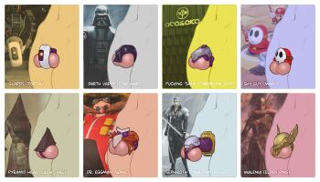 6+boys chastity_cage cyberpunk_(series) cyberpunk_2077 darth_vader dr._eggman elden_ring final_fantasy final_fantasy_vii flat_chastity_cage glados malenia_blade_of_miquella mario_(series) multiple_boys navel nintendo portal_(series) pyramid_head sephiroth shy_guy silent_hill_(series) small_chastity_cage star_wars tagme tailbox testicles themed_object