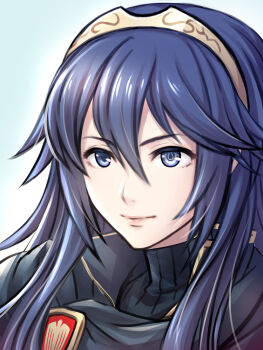 Rule 34 | 1girl, blue eyes, blue hair, closed mouth, fire emblem, fire emblem awakening, hair between eyes, long hair, looking at viewer, lucina (fire emblem), nintendo, s1a1nokoka, sidelocks, smile, solo, sweater, symbol in eye, tiara, turtleneck, turtleneck sweater, upper body