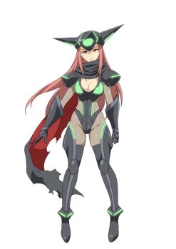 1girl boots breasts cleavage full_body geddora-san long_hair robot_girls_z simple_background solo standing thigh_boots white_background