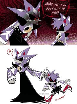 angry aster_(metamiie) boots comic english_text father_and_daughter grabbing_another&#039;s_ear hand_on_another&#039;s_ear high_heel_boots high_heels if_they_mated metal_sonic metamiie neo_metal_sonic robot skirt sonic_(series)