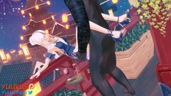 1boy 1girl 3d animated audible_speech balcony clothed_female_nude_male clothed_sex cup dark-skinned_male dark_skin dress drink drinking_glass faceless faceless_male fireworks genshin_impact high_heels interracial koikatsu_(medium) lantern ningguang_(genshin_impact) ningguang_(orchid&#039;s_evening_gown)_(genshin_impact) nude pale_skin pussy sandals size_difference sound sound_effects tagme video voice_actor yuukis