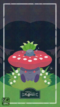 Rule 34 | closed eyes, closed mouth, colored sclera, flower, gen 1 pokemon, grass, highres, meme (sleepsheep), nintendo, no humans, oddish, on head, pokemon, pokemon (creature), pokemon focus, pokemon on head, red eyes, red sclera, sleeping, smile, vileplume, zzz