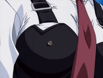 00s 1girl 2002 animated animated_gif bible_black bible_black_gaiden breasts classroom grabbing_own_breast groping groping_breast kozono_nami large_breasts necktie school_uniform shirt solo suspenders tagme white_shirt