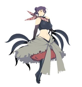 1girl navel official_art panties purple_hair red_eyes rin_(senran_kagura) senran_kagura senran_kagura_burst source_request underwear yaegashi_nan