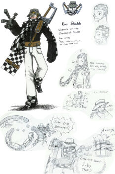 Rule 34 | artist request, blocks, bucket hat, hat, profile, scarf, sweater, sword, tagme, waving, weapon