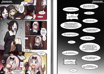 absurdres bdsm bondage bound captured cleave_gag cloth_gag english_text fujiwara_chika gag gagged highres improvised_gag kaguya-sama_wa_kokurasetai_~tensai-tachi_no_renai_zunousen~ magnolia-baillon restrained shibari shinomiya_kaguya