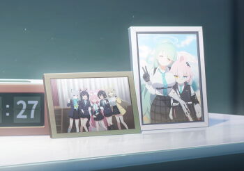 6+girls :d :o ^_^ ahoge alarm_clock animal_ear_fluff animal_ears aqua_hair aqua_necktie armband ayane_(blue_archive) beretta_1301 black_armband black_gloves black_hair black_shoes black_skirt blonde_hair blue_archive blue_eyes blue_halo blue_jacket blue_necktie blue_scarf bouquet box breasts bulletproof_vest cat_ears cat_girl chest_harness clock closed_eyes closed_mouth collared_shirt face_to_breasts fingerless_gloves flower foreclosure_task_force_(blue_archive) game_cg glasses gloves green_gloves green_halo grey_hair gun hair_between_eyes hair_bun hair_flower hair_ornament halo hand_on_another&#039;s_head harness heterochromia highres holding holding_bouquet holding_box hoshino_(blue_archive) hoshino_(first_year)_(blue_archive) huge_ahoge id_card indoors jacket kneehighs large_breasts light_particles long_hair long_sleeves loose_necktie multiple_girls necktie non-web_source nonomi_(blue_archive) official_art open_mouth photo_(object) picture_frame pink_flower pink_hair plaid_clothes plaid_skirt pleated_skirt red-framed_eyewear red_eyes red_halo reflection scarf school_uniform serika_(blue_archive) shelf shiroko_(blue_archive) shirt shoes short_hair shotgun sidelocks single_glove single_side_bun skirt sleeves_past_wrists smile socks spoilers standing standing_on_one_leg table twintails unamused v very_long_hair weapon white_flower white_shirt white_shoes white_socks wolf_ears wolf_girl yellow_eyes yellow_jacket yume_(blue_archive)