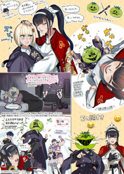 ... 2boys 4girls ^_^ anger_vein angry bed belt bilingual_text black_hair black_thighhighs blonde_hair blue_eyes blue_hair blush bomb braid cape closed_eyes commentary_request couch crying dougi emoji explosive eyepatch gem grey_eyes grey_pantyhose hair_ornament hairband hand_on_own_chest hand_up hands_on_own_hips haori happy_emoji height_difference highres hitting implied_masturbation japanese_clothes joy_emoji kimono kirifuji_nozomi long_hair magadori_kyoshika martial_arts_belt maruko_gaku masked meme mihen mixed-language_text mojiro_moko motion_lines multicolored_hair multiple_boys multiple_girls multiple_views nose_blush omokage_yugamu oosuzuki_kurara pantyhose pillow pointing pointing_at_viewer poka_poka_(meme) ponytail punching_bag purple_hair red_cape red_gemstone scabbard sheath short_hair single_braid skirt smile snot sound_effects speech_bubble sweatdrop sword table the_hundred_line_-last_defense_academy- thighhighs tomato twin_braids weapon white_hairband yellow_background