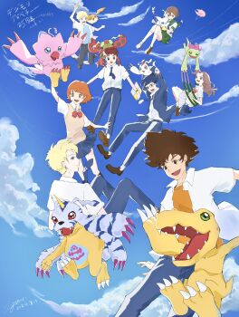 Rule 34 | 3girls, 5boys, agumon, bird, bug, cat, digimon, digimon (creature), gabumon, glasses, gomamon, highres, ishida yamato, izumi koshiro, kido jo, multiple boys, multiple girls, palmon, patamon, piyomon, reptile, tachikawa mimi, tailmon, takaishi takeru, takenouchi sora, tentomon, wings, yagami hikari, yagami taichi