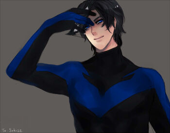 1boy batman_(series) black_hair blue_eyes dc_comics dick_grayson domino_mask eye_mask male_focus mask nightwing solo
