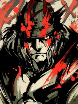 Rule 34 | 1boy, absurdres, alex (street fighter), beanie, closed mouth, commentary, english commentary, facial mark, frown, hat, highres, jacket, looking at viewer, male focus, medium hair, open clothes, open jacket, pe51illust, solo, street fighter, street fighter 6, upper body