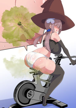 1boy 1girl absurdres aimo_(aimo1214) anus ass ass_focus bare_shoulders black_hair black_thighhighs blush breasts brown_hair camisole censored clenched_hands close-up clothed_female_nude_male commission curvy dimples_of_venus elbow_gloves exercise_bike exercise_machine fart flower from_behind full_body giant giantess gloves gradient_background hair_flower hair_ornament hair_over_eyes hat highres huge_ass huge_breasts long_hair looking_back low_twintails lying mini_person miniboy mosaic_censoring nude on_back open_mouth original panels panties purple_hair pussy sideboob simple_background sitting sitting_on_face sitting_on_person skeb_commission smell spaghetti_strap steaming_body string_panties sweat thick_thighs thighhighs thighs trapped twintails under_another's_clothes underwear variant_set white_background white_panties witch witch_hat