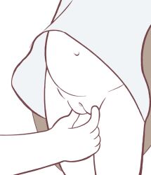 1boy 1girl :3 anatomy_of_a_gamer_(meme) animated belly black_eyes blue_dress blush brown_hair child_gf_(orenji) cleft_of_venus close-up closed_mouth clothes_lift colored_skin dress dress_lift fat_mons fingering flashing flat_chest hetero kriptido legs loli long_hair looking_at_viewer navel no_panties no_sclera open_mouth presenting presenting_pussy puffy_pussy pussy raised_eyebrow simple_background sleeveless sleeveless_dress smile smug solo_focus standing thighs tongue uncensored very_long_hair video white_background white_skin