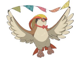 animal_focus beak bird bow bowtie brown_eyes brown_feathers feathers flying full_body gen_1_pokemon looking_at_viewer nintendo no_humans nullma open_mouth pidgeot pokemon pokemon_(creature) pokemon_focus red_bow red_bowtie red_feathers red_ribbon ribbon simple_background solo talons white_background yellow_feathers
