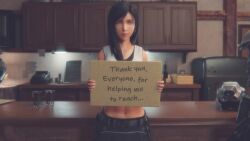 1girl 3d animated anus ass ass_focus black_hair body_writing bottomless bouncing_ass butt_crack celebration clothes_pull english_text exhibitionism final_fantasy final_fantasy_vii grabbing_own_ass highres holding holding_sign indoors jiggle looking_at_viewer lvl3toaster miniskirt presenting presenting_anus pubic_hair public_indecency pussy sign skirt skirt_pull solo sound spread_anus spreading_own_anus tagme tifa_lockhart uncensored undressing video
