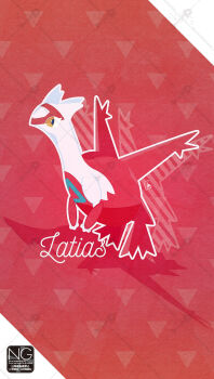 claws closed_mouth dragon full_body gen_3_pokemon highres latias legendary_pokemon meme_(sleepsheep) nintendo no_humans pokemon pokemon_(creature) pokemon_focus red_background solo wings yellow_eyes