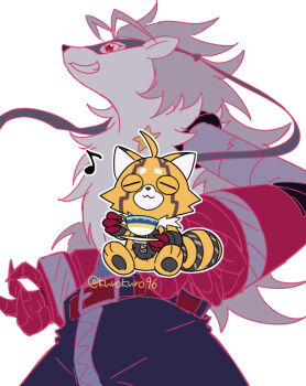 belt closed_eyes digimon digimon_(creature) kurokuro96 mask pristimon star_(symbol) tea_cup wolvermon