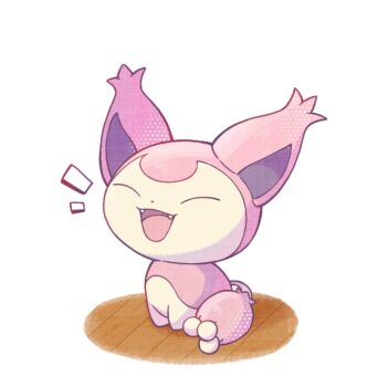 Rule 34 | ama luna197, animal focus, cat, closed eyes, fangs, floor, gen 3 pokemon, indoors, nintendo, no humans, open mouth, pokemon, pokemon (creature), pokemon focus, simple background, sitting, skitty, smile, tail, wooden floor