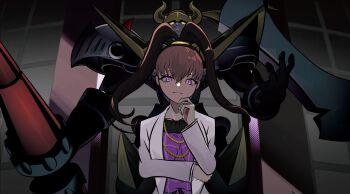 Rule 34 | absurdres, amano nene (digimon xros wars), darkknightmon, digimon, digimon (creature), digimon xros wars, hair ornament, hairclip, highres, long hair, ponytail, split ponytail