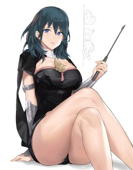 2boys 2girls armlet blood blue_eyes blue_hair breasts female_byleth_(fire_emblem) claude_von_riegan cleavage cleavage_cutout closed_mouth clothing_cutout crossed_legs dimitri_alexandre_blaiddyd edelgard_von_hresvelg fire_emblem fire_emblem:_three_houses formal_clothes gauntlets hair_between_eyes highres j@ck jewelry large_breasts legs long_hair looking_at_viewer multiple_boys multiple_girls nintendo nosebleed pencil_skirt pink_lips shorts sitting skirt skirt_suit solo_focus suit teacher thick_thighs thighs unko_(50d0d0) wide_hips