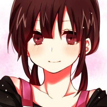 1girl aoi_choko_(aoichoco) asahina_hiyori black_hair blush female_focus kagerou_project long_hair low_twintails monaco0704 portrait solo twintails