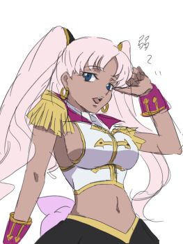 1girl breasts catherine_sabathra code_geass code_geass:_dakkan_no_roze earrings jewelry large_breasts long_hair midriff navel pink_hair sideboob solo twintails