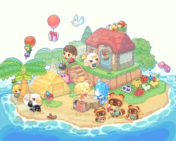 3girls 6+boys :o ^_^ animal_crossing animal_ears ashisu_(shisono) ball balloon bare_arms bare_shoulders big_nose bird bird_boy black_eyes black_shorts blonde_hair blue_eyes blue_footwear blue_pikmin blue_shirt blue_skin blue_vest blush_stickers bowling_ball brothers brown_eyes brown_footwear brown_hair bud butterfly_net buttons newsboy_cap character_request closed_eyes closed_mouth coin collared_shirt colored_skin commentary_request creature creature_on_head crossover denim_vest dog_ears dog_girl dog_tail dropping facial_hair flag flower flower_request flower_wreath flying furry furry_female furry_male gift gold_coin gooey_(kirby) goonie green_headwear green_pants green_shorts green_sleeves green_tunic grey_shorts hand_net hat hawaiian_shirt holding holding_butterfly_net holding_creature holding_flag holding_sack holding_shield horns horse_ears horse_tail house inkling inkling_player_character isabelle_(animal_crossing) island kirby kirby_(series) kooper korok link lobster long_sleeves looking_at_object mailbox_(incoming_mail) mallow_(mario) mario mario_(series) multiple_boys multiple_girls mustache nintendo no_mouth no_shoes nostrils ocean open_mouth outdoors pansy pants paper paper_mario paper_mario_64 pikmin_(creature) pikmin_(series) pink_skin pixel_art pointy_ears pointy_hat pointy_nose raccoon_boy raccoon_ears raccoon_tail red_flower red_footwear red_headwear red_pikmin red_rose red_shirt red_skin red_sleeves rose sack shield shirt shoes short_hair short_sleeves shorts siblings single_horn sky sleeveless sleeveless_shirt smile sneakers solid_oval_eyes splashing splatoon_(series) squid squirrel_ears squirrel_girl squirrel_tail star_(sky) star_(symbol) star_print super_mario_rpg t-shirt tail tent the_legend_of_zelda timmy_(animal_crossing) tingle tom_nook_(animal_crossing) tommy_(animal_crossing) toon_link topknot tree tree_stump tulip tunic turtleneck turtleneck_shirt twins twitter_username unicorn_girl v-shaped_eyes vest villager_(animal_crossing) warp_pipe white_bird white_flower white_horns white_shorts white_sky yellow_flower yellow_pikmin yellow_rose yellow_skin