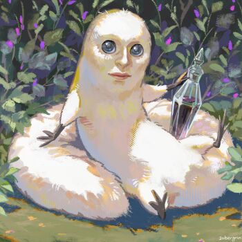 artist_name aubergrin brushbuddy creature creature_focus crystal_ribbon day forest grass highres nature outdoors pet scenery signature tongari_boushi_no_atelier twitter_username