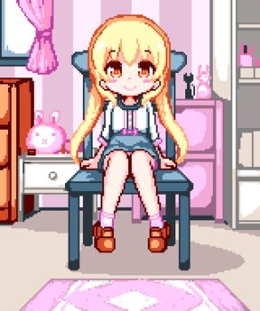 1girl animated animated_gif blonde_hair blush bow bow_panties brown_eyes brown_shoes chair chest_of_drawers cleft_of_venus curtains dot_nose female_ejaculation female_focus female_masturbation female_orgasm fingering full_body hinainf indoors loli long_hair lowres masturbation on_chair one_eye_closed open_mouth orgasm original panties panties_around_leg peeing pink_chair pink_panties pink_shoes pink_socks pixel_art pussy shoe_soles shoes sitting smile socks solo spread_legs spread_pussy striped uncensored underwear undressing vertical_stripes window x_mouth