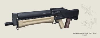 absurdres arrow_(symbol) artist_name beige_background from_side gun highres hozumi_sousei multiple_views no_humans original rifle solo_focus trigger weapon weapon_focus weapon_focus