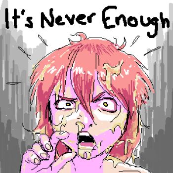 1girl cum flcl haruhara_haruko open_mouth pink_hair teeth