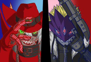 Rule 34 | beelzebumon, belt, cowboy hat, digimon, digimon (creature), hat, highres, magnakidmon, mask