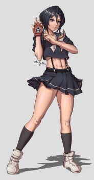 1girl black_hair bleach breasts female_focus full_body highres kuchiki_rukia large_breasts miniskirt red_glove short_hair skirt solo