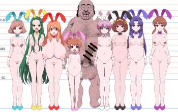 1boy 6+girls :d ;d absurdres age_difference animal_ears arm_at_side arm_support armpit_hair asahina_mikuru asakura_ryoko bar_censor bare_legs bare_shoulders bed_sheet black_bow black_footwear black_hair black_neckwear blue_bow blue_eyes blue_hair blue_hairband blue_neckwear blurry bow bowtie breasts brown_eyes brown_hair censored chair chuunenpi cleavage clenched_hand closed_mouth collarbone colored_pubic_hair crossed_legs curtains depth_of_field detached_collar erection expressionless fake_animal_ears fang fat fat_man female_pubic_hair flat_chest full_body gluteal_fold green_eyes green_hair grey_hair hair_bobbles hair_ornament hair_ribbon hairband hairclip hand_on_own_hip hand_on_own_knee hand_up happy harem head_tilt height_chart high_heels highres hip_focus huge_breasts index_finger_raised indoors kimidori_emiri kyon_no_imouto large_breasts lens_flare light_smile loli long_hair long_legs looking_at_viewer lying male_pubic_hair medium_breasts mori_sonou multiple_girls nagato_yuki nipple_piercing nipple_rings nipples nude on_side one_eye_closed open_mouth orange_eyes orange_hairband orange_ribbon parted_bangs parted_lips penis piercing pink_bow pink_hair pink_neckwear pom_pom_(clothes) pregnant pregnant_loli pubic_hair pussy rabbit_ears rabbit_tail ribbon sasaki scan shoes short_hair side_ponytail sidelocks sitting small_breasts smile smirk sparkle standing straight_hair suzumiya_haruhi suzumiya_haruhi_no_yuuutsu swept_bangs tail tassel testicles thick_eyebrows thigh_gap translation_request tsuruya twintails ugly_bastard ugly_man v_arms veins veiny_penis very_long_hair wavy_hair white_bow white_footwear white_hairband white_neckwear wrist_cuffs yellow_bow yellow_eyes yellow_neckwear yokozuwari