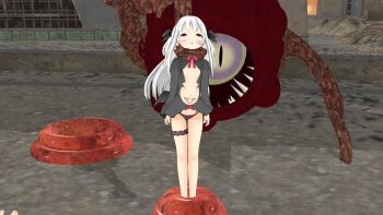 1girl 3d asphyxiation bad_end city defeat demon devil diamond_chan dungeon dying hanged legs loli mikumikudance monster neck_grab open_mouth pain ryona size_difference strangling tentacles torture unconscious white_hair
