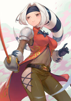 1girl breasts brown_eyes female_focus foxy_(kof) large_breasts long_hair shop_p shopp smile the_king_of_fighters white_hair