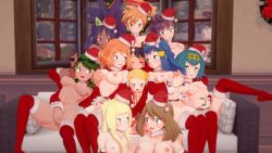 1boy 3d 6+girls age_difference animated anus ash_ketchum ass ass_shake black_hair blonde_hair blue_eyes blue_hair blush bonnie_(pokemon) boots bouncing_breasts breasts breasts_out brown_eyes brown_hair censored chloe_(pokemon) christmas continuous_ejaculation cum cum_in_pussy cum_on_body dark-skinned_female dark_skin dawn_(pokemon) double_v dress dutch_angle ejaculation facing_viewer feathermapleleaf female_ejaculation fingering footjob footjob_with_legwear functionally_nude fur_trim grabbing_another&#039;s_breast green_eyes green_hair groping group_sex harem hat highres iris_(pokemon) koikatsu_(medium) lana_(pokemon) large_breasts lillie_(pokemon) looking_at_another looking_at_viewer mallow_(pokemon) masturbation may_(pokemon) medium_breasts misty_(pokemon) mosaic_censoring multiple_girls nintendo nipples nude orange_hair orgasm orgy penis pimp pokemon pokemon_(anime) pokemon_(classic_anime) pokemon_dppt_(anime) pokemon_journeys pokemon_rse_(anime) pokemon_sm_(anime) pokemon_xy_(anime) pussy pussy_juice red_thighhighs reverse_suspended_congress santa_boots santa_costume santa_dress santa_hat serena_(pokemon) sex sex_from_behind shota small_breasts spanking spread_legs standing standing_sex suspended_congress tareme thighhighs tongue tongue_out v vaginal video