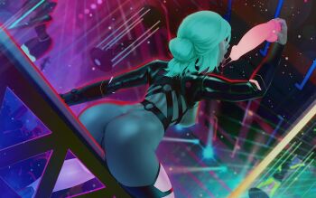 4girls anus anus_peek ass bottle breastless_clothes breasts ciri cleft_of_venus company_connection cross cross_pasties cyberpunk_(series) cyberpunk_2077 dancing dutch_angle from_behind g-string hair_bun holding holding_bottle hot indoors leather md5_mismatch medium_breasts multiple_girls neon_lights nightclub o-ring open_mouth pasties pole pole_dancing pouring pussy railing revealing_clothes short_hair shrug_(clothing) sideboob silhouette single_hair_bun sitting solo_focus stripper stripper_pole the_witcher_(series) the_witcher_3 themaestronoob thighhighs thighs thong ultraviolet_light uncensored updo white_hair