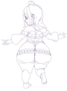 1girl ahoge ass ass_focus back dress from_behind huge_ass kyojiri_loli loli louis_arneb plank_(zfzt7835) re:zero_kara_hajimeru_isekai_seikatsu smile solo