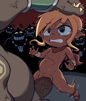 1girl 6+boys average-hanzo bandana black_eyes blonde_hair blood blush captured clenched_teeth clitoris crying crying_with_eyes_open defeat defloration evil_grin evil_smile flat_chest forced grabbing_another's_hair grin holding_another's_hair human_onahole interspecies jewelry kicking large_insertion large_penis loli moblin monster monster_boy monster_penis monster_sex multiple_boys navel necklace nintendo nipples nude parted_lips penis pointy_ears pulling_another's_hair pussy queue rape red_background red_bandana red_scarf sandals scarf sex sidelocks silhouette size_difference skull_necklace smile spread_legs stomach stomach_bulge struggling tearing_up tears teeth testicles tetra the_legend_of_zelda the_legend_of_zelda:_the_wind_waker trembling uncensored vaginal veins veiny_penis wide-eyed