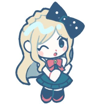 Rule 34 | 1girl, ;o, black bow, black socks, blonde hair, blush, blush stickers, bow, catp0sse, chibi, chibi only, commentary, danganronpa (series), danganronpa 2: goodbye despair, dress, english commentary, eyelashes, full body, green dress, hair bow, long hair, lowres, one eye closed, open mouth, pinafore dress, red bow, red shoes, shirt, shoes, simple background, sleeveless, sleeveless dress, socks, solo, sonia nevermind, white background, white shirt