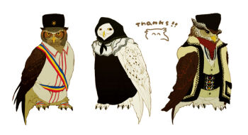 animal bird commentary_request full_body looking_at_viewer nagabe no_humans original owl romanian_clothes simple_background snowy_owl white_background