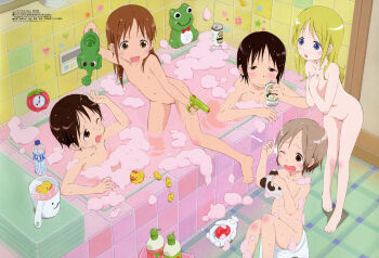 &gt;:d 5girls :3 :d :o ;o age_difference aiming alcohol alternate_hairstyle ana_coppola arm_support bar_soap barefoot bath bath_stool bath_toy bathing bathing_together bathroom bathtub beer beer_can blonde_hair blue_eyes blush body_blush bottle brown_eyes brown_hair bubble_bath bucket can cleft_of_venus clock closed_mouth drink drink_can dutch_angle elephant everyone feet flat_chest frog from_above grey_eyes grey_hair hair_down half-closed_eyes hand_up hands_on_own_chest highres holding ichigo_mashimaro indoors itou_chika itou_nobue knee_up leaning legs_together light_smile loli long_hair looking_at_another looking_at_viewer looking_up matsuoka_miu multicolored_hair multiple_girls navel nipples nude nude_filter official_art_nude_filter official_style one_eye_closed open_mouth panda parted_bangs partially_submerged pouring pussy raised_eyebrows rubber_duck sakai_kyuuta sakuragi_matsuri same-sex_bathing scan shared_bathing short_hair siblings sisters sitting smile soap_bubbles sponge spread_legs standing star_(symbol) stool surprised themed_object third-party_edit tile_floor tile_wall tiles toes toy two-tone_hair uncensored v-shaped_eyebrows wading water water_bottle water_gun watering_can wavy_mouth wet wet_hair wince yellow_eyes