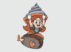 1girl 2025 animated arms_up black_dress black_footwear bloomers blue_eyes blush brooch brown_hair dress drill drill_daisy earrings female_focus floating flower_brooch flower_earrings gloves grey_background helmet high_heels jewelry looping_animation mario_(series) multiple_views nintendo open_mouth orange_footwear princess_daisy puffy_sleeves serious shoes short_sleeves spinning standing super_mario_bros._wonder tlauz_ani turnaround underwear video white_gloves