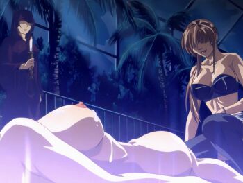 00s 1futa 2005 2girls animated animated_gif anime_screenshot ass bible_black bible_black_new_testament black_bra bra breasts broken_window brown_hair cum cum_on_body cum_on_breasts cum_on_upper_body earrings futa_with_female futanari greenhouse imari_kurumi jewelry large_breasts lipstick long_hair makeup miniskirt multiple_girls navel nipples nude shin_bible_black side_ponytail skirt tagme takashiro_hiroko thighhighs thighs tree underwear